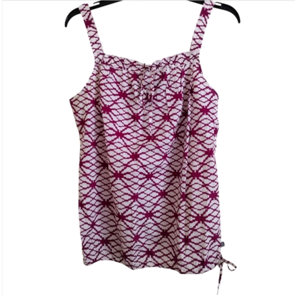 Prana burgundy white geometric pattern lightweight tank top size medium